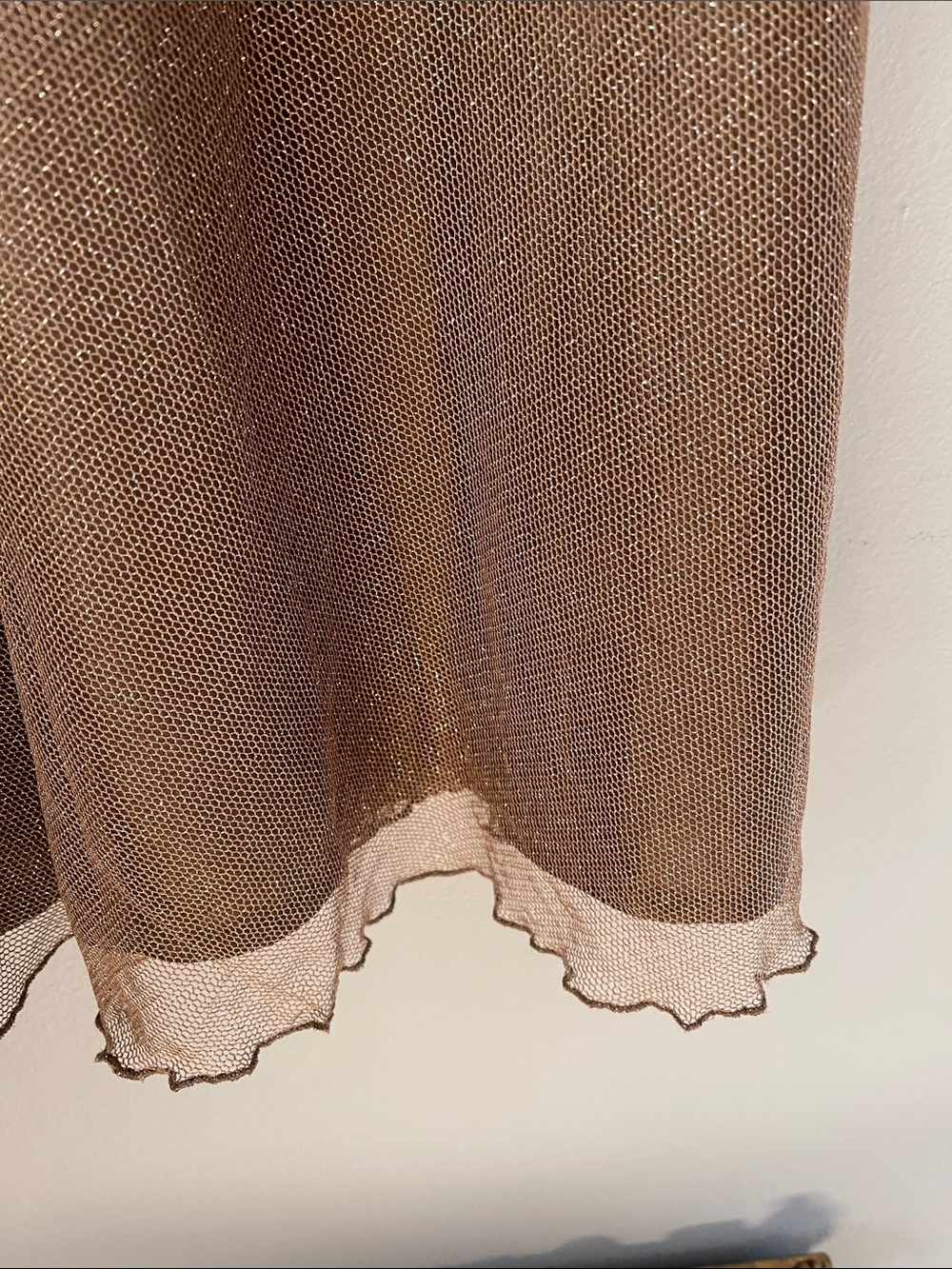 Y2K Brown Shimmer Lurex Metallic A-Line Dress - Picture 2 of 14